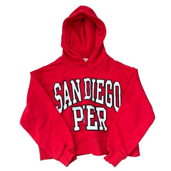 Zara San Diego Pier Red Cropped Hoodie Youth Size 9-10 - Picture 2 of 4